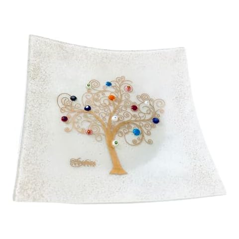 Sospiri Venezia Tidy Tray Ornament Plate Tree of Life Murano Glass Decorated with Murrines and Gold Leaf Gift Handmade Made in Italy (19x19) Cover