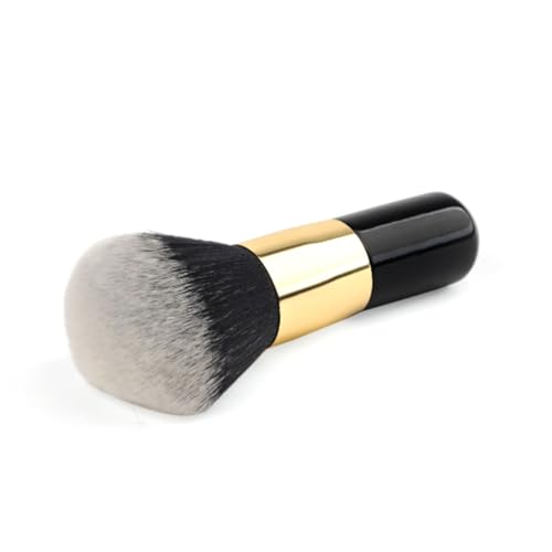 FOMIYES Brocha Plana para Base Líquida y Crema Cepillo de Maquillaje Facial Multifuncional Cerdas Sintéticas Resistentes Diseño Negro y Dorado para Bases y Coloretes