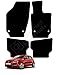 Price comparison product image Fully Tailored Deluxe Car Mats For Volkswagen Polo MK5 2009-2016, Set of 4, Black With Black Trim With 2 Safety Clips in Drivers Mat, 5006255