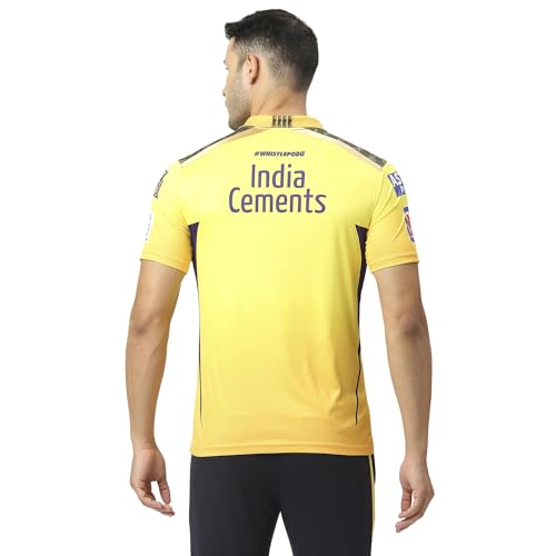 Image of playR x CSK Match Jersey IPL 2023 - Plain Men's Cricket Jersey - Lightweight, Breathable Sportswear T-Shirt for Training, Practice, Outdoor & Match Day Comfortable for All Season