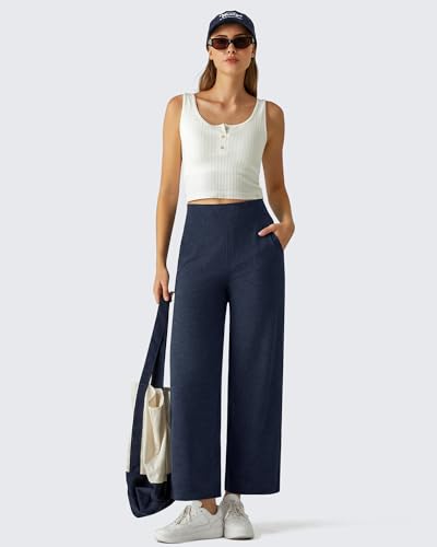 Image of G4Free EverGoing Wide Leg Ankle Pants for Petite Women with Pockets Stretch
