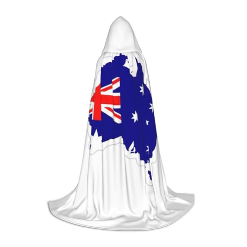 Cape longue à capuche drapeau australien pour fête Halloween ado