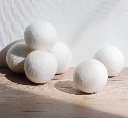 Wool Dryer Balls 6Pcs, Reusable Fabric Softener Alternative for Home Laundry Washing Fleece Dry Kit Ball Washing Machine Accessories Reduces Drying Time and Static 2 inch