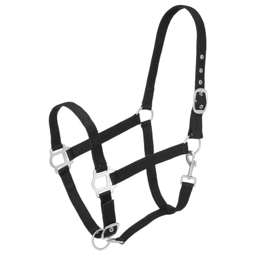 Tough 1 Tough-1 Nylon Halter with Satin Hardware, Black, Horse