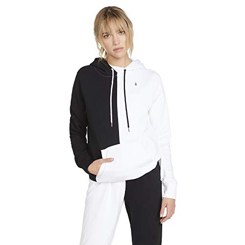 Volcom Women's Junior's Vol Stone Hooded Fleece Sweatshirt Black White