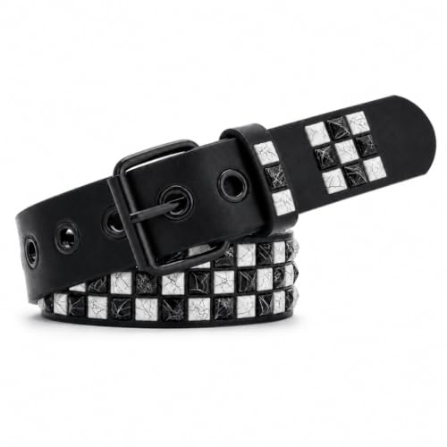 Image of Studded Belt, Metal Punk Rock Rivet Belt with Bright Pyramid Studded for Women Men
