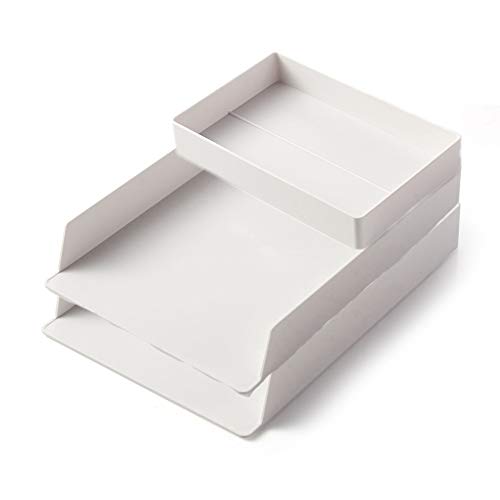 Desk File Organizer Vertical Document Letter Tray Wall File Holder with Drawer Organizer for Office Home (White, 3-Piece)