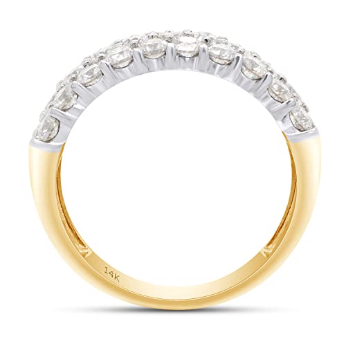 SAVEARTH DIAMONDS 1 1/2 cttw Round Cut Lab Created Moissanite Diamond 3-Row Half Eternity Anniversary Band Ring For Women In 10K Or 14K Solid Gold (VVS1 Clarity, 1.50 Cttw)4