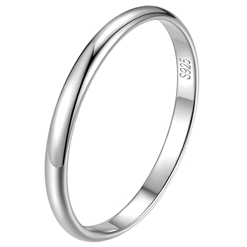 FindChic Anillo Mujer de Plata de Ley 925 2mm Ancho Chapado en Oro Blanco Talla 25 Anillos de Boda Regalos para San Valentín Aniversario