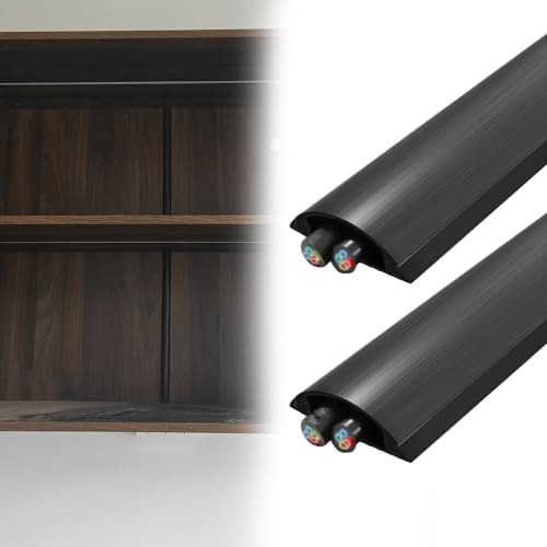 Cubre Cables Canaleta de canalización Negra para Cables de aleación de Aluminio para y alambres, Cubierta semicircular de PVC para tendido eléctrico(2 PCS,W 30 MM L 180 CM)