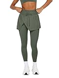 LASLULU Womens Tennis Skirt with Leggings Athletic Golf Skirted Leggings with Skirt Modest Yoga Gym Workout Pickleball Running Clothes Outfits (Green, Small)