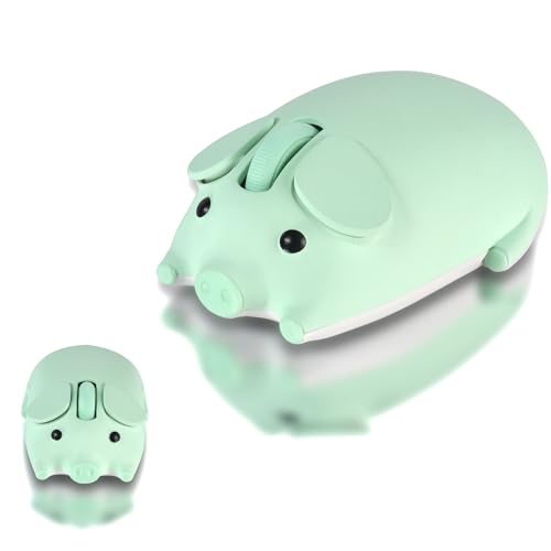 elec Space Cute Pig Design Wireless Mouse Dual Mode Bluetooth & USB Mouse, Silent Operation, Ergonomic, Perfect for Laptops & PCs, Ideal Gift for Animal Lovers and Family(Green)