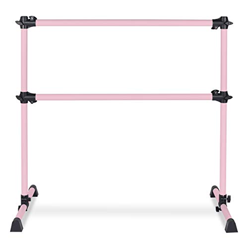 BiFanuo Ballet Barre Portable Double, Freestanding Ballet Barre Adjustable, Heavy Duty Dancing Stretching Ballet for Home,Dance Barre, Fitness Ballet Bar (Pink)