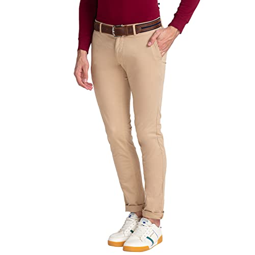 Image of Parx Men's Cotton Blend Rfd Pattern Low Rise Tapered Fit Flat Front Casual Trouser