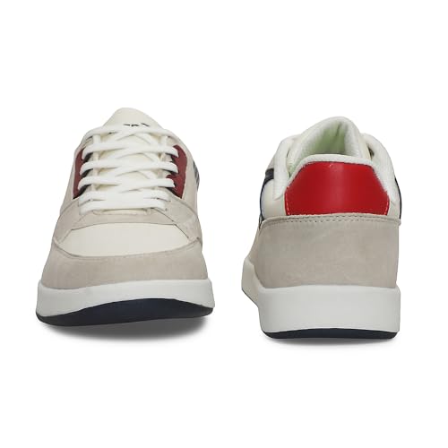 Image of Liberty Leap7x AMAZER-20E Men's Casual Lacing Sneakers, Light Grey and White | Suitable for Walking Travel, College, Office | Comfortable Lace-Up Casual Shoes | Lightweight Stylish Fashion Footwear