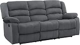 Blackjack Furniture Winthrop 81' Modern Manual Recliner Sofa, Soft Microfiber Upholstery, Extra Padded Back, Lumbar Support & Smooth Reclining Mechanism, Space-Saving Couch, Sofa, Gray