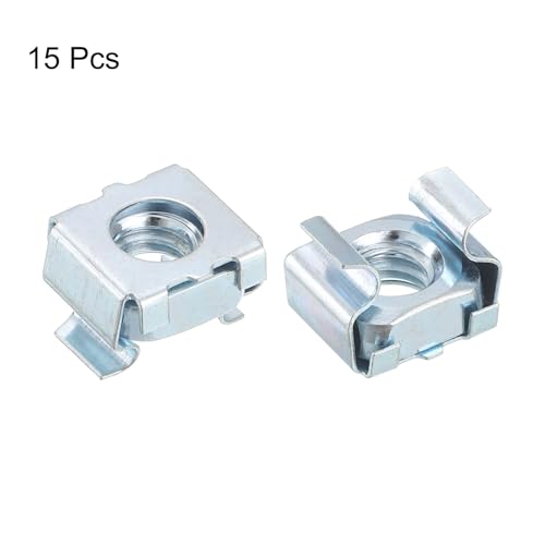 QUARKZMAN 1/4-20 Käfigmutter, 15 Stück Snap-in Käfigmuttern, Karbonstahl verzinkt metrische Mutter für Serverschrank, Silber