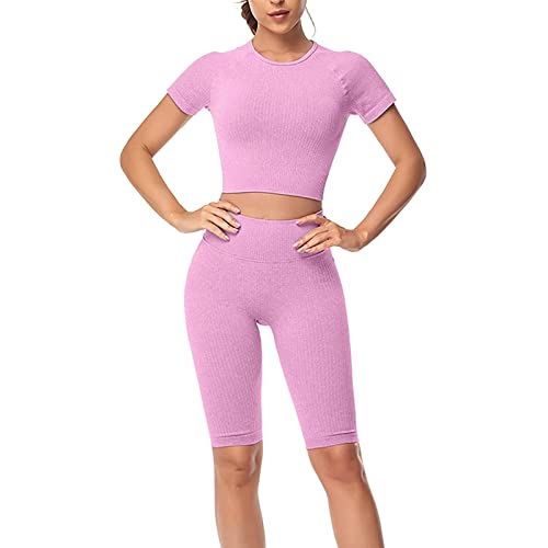 Conjunto Deportivo Mujer Gimnasio Chandal Mujer Completo Conjuntos de Fitness de Manga Corta y Shorts para Atletas Profesionales Perfecto para Yoga y Entrenamientos Intensos