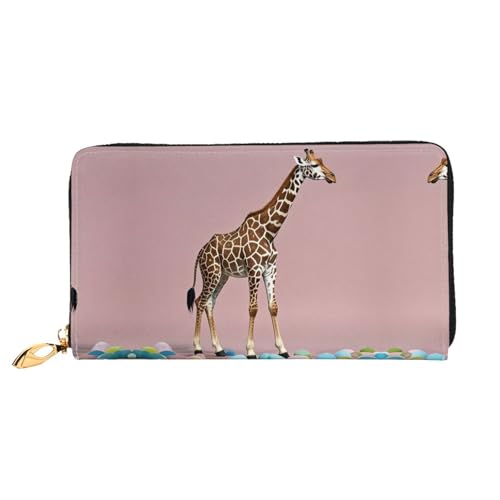 Portefeuille en cuir véritable long de marque Cherry Girafe pochette fine