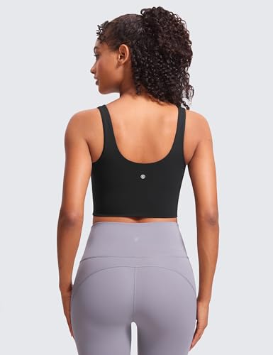 CRZ YOGA Softness Mold Butterluxe Longline Sports Bras for Women - Molded Cup V Neck Yoga Clothes Workout Crop Tank Top2