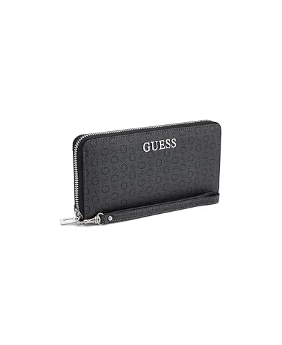 Image of Guess Coal Printed Zipper Abbas Large Zip Around Wallet