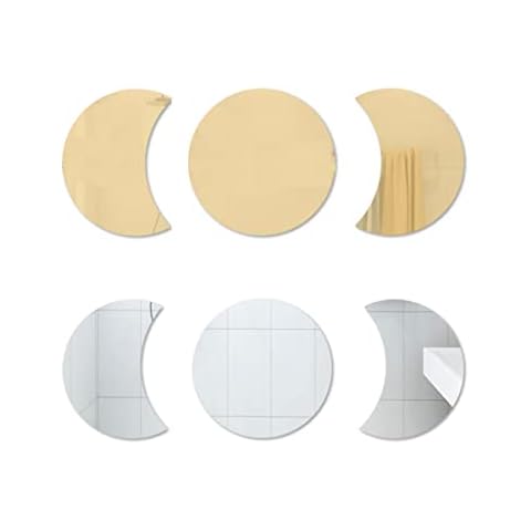 NC DBAILY Mondphase wandbehang,6pcs Mond Phase Girlande Klebstoff Acryl Boho Dekorative Zubehör An Der Wand Montiert Cover