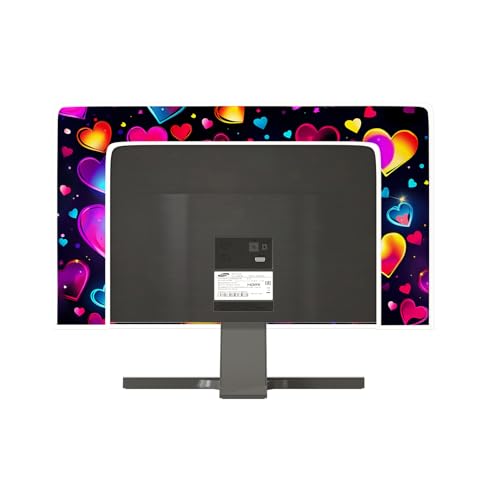 Image of Monitor Dust Covers 22, 23, 24, 25 Inch Waterproof Computer Monitor Cover Anti-Static Dustproof Protective Cover for LCD /LED /HD Full Body Cover for Computer Screen，Neon Heart