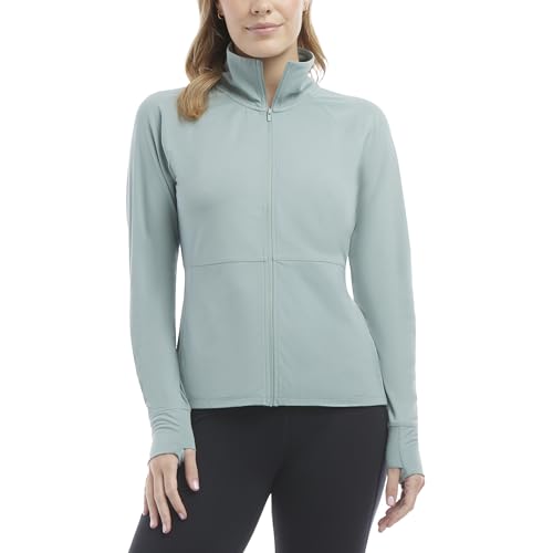 Jockey Women's Full Zip Active Yoga Jacket, Chinois Green, Small