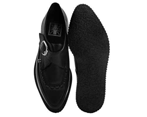 T.U.K. Black TUKskin Pointed Buckle Creepers for Men & Women, Low Platform Shoes3