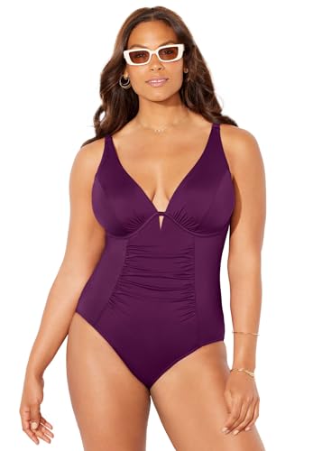 Swimsuits For All Women's Shirred Underwire One Piece