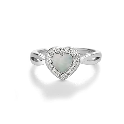 Precious Pieces Girls Sterling Silver Mother of Pearl Heart Baby Ring for Toddlers, Little Girls, and Baby Photo Prop2