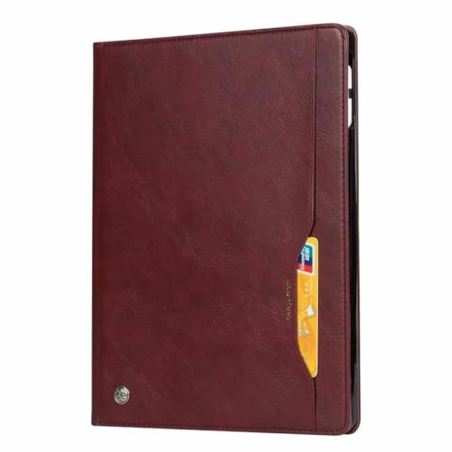 Coque iPad 6 2018 en cuir premium rouge foncé style portefeuille chic avec clapet magnétique sécurisé