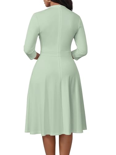 Image of PinkPatty Women's Casual A-line Midi Dresses 3 /4 Sleeve V Neck Fit and Flare Dress with Pockets