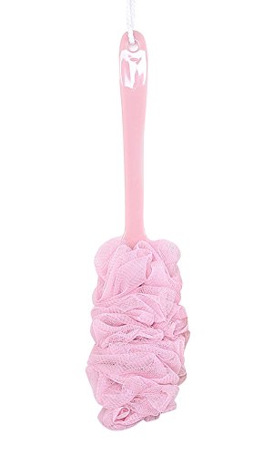 Toomett 17in Long Plastic Handle Nylon Mesh Brush bath Shower Puff Large Head #1019(Pink)