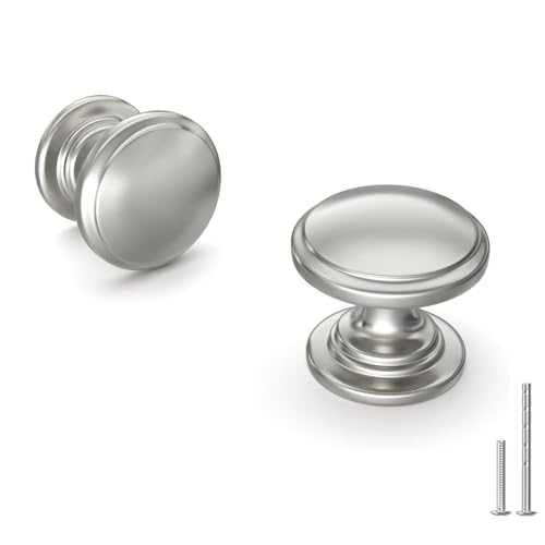 homdiy 10 Pack Brushed Nickel Cabinet Knobs Sliver Round Drawer Knob for Kitchen Cabinets Dresser Drawers Pulls Zinc Hardware Handle