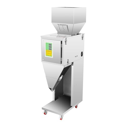 Máquina de llenado automática 10-999g, máquina de embalaje de acero inoxidable de 200 W con pedal de pie, tecnología de vibración doble, máquina de llenado cuantitativa para polvo, gránulos, té