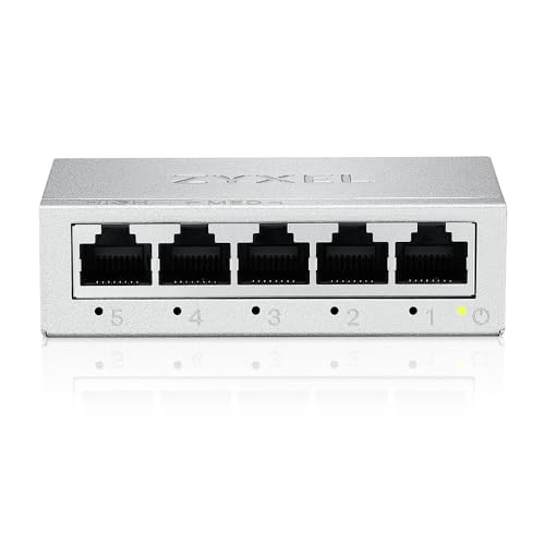 Zyxel Commutateur Ethernet Gigabit Non Géré à 5 ports | Répartiteur Ethernet | Fixation Murale ou de Bureau [GS-105B v5]