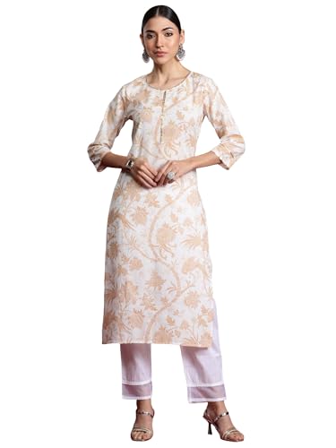 Image of INDO ERA Women's Cotton Straight Fit Printed Straight Kurta (KT0WH10061)
