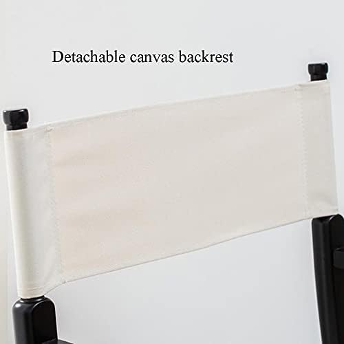 Portable Folding Director's Chair with Canvas Backrest - Adjustable Height Wooden Stool for Artists & Barbers - 24in/61cm Lightweight & Durable Seating