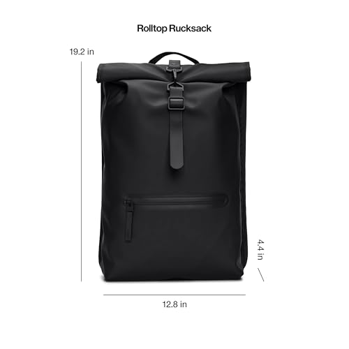 Image of RAINS Rolltop Rucksack - Waterproof Backpack with Chest Strap, Standard
