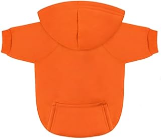 Idepet Dog Cat Hoodie Cotton Pet Coats Solid Color Clothing for Small Dogs Puppy Teddy Poodle Chihuahua (S, Orange)