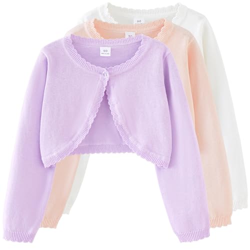 MW&FOFJR Girls Bolero Cardigan Sweater Kids Long Sleeve Cropped Shrug Knit Sweaters 1-12 Years2
