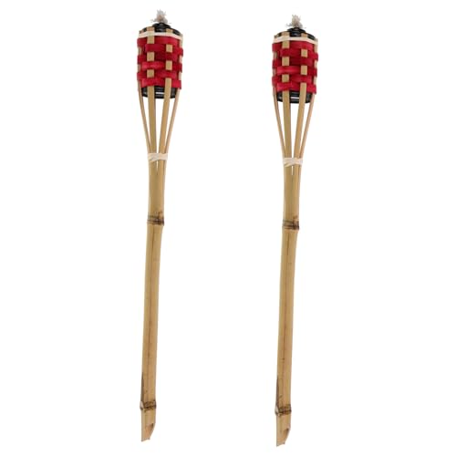 SOLUSTRE 2pezzi Torcia Di Bambù Intrecciata Per Esterni Decorazione Da Giardino Torcia Da Giardino Lampada Portatile