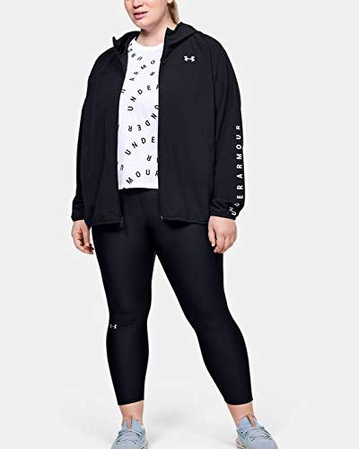 Under Armour Women's UA Woven Branded Full Zip Hoodie 1X Black