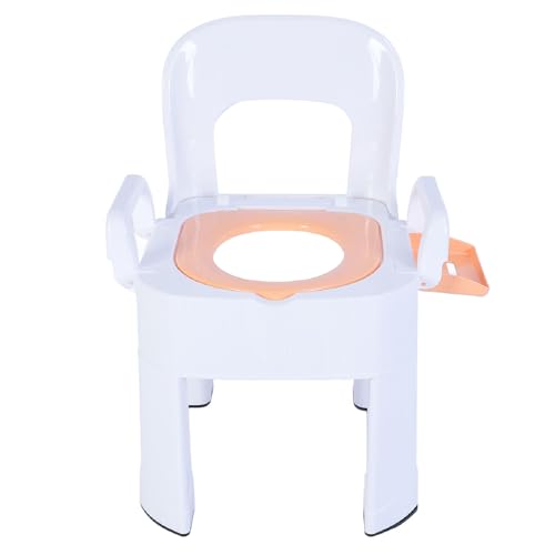 Raised Toilet Seat with Handles, Squat Toilet Commode Chair Detachable Foldable Non Slip Armrest Backrest Cushion Quick Drying Extra Wide Commode Bathroom Sitting Bath Stool (Gold)