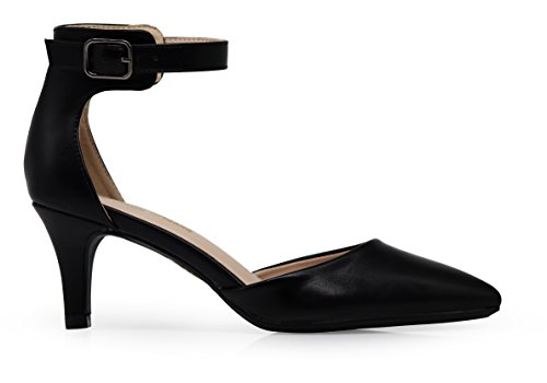 Enzo Romeo Jputa Women's Pointy Toe High Mid Heel Sexy Ankle Strap Sandals Ballerina Dress Pump Ballet Wedding Patent Harlow Pump Shoes2