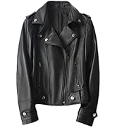 Amazon | [JINLUN] ノーカラーレザージャケット レディース 本革