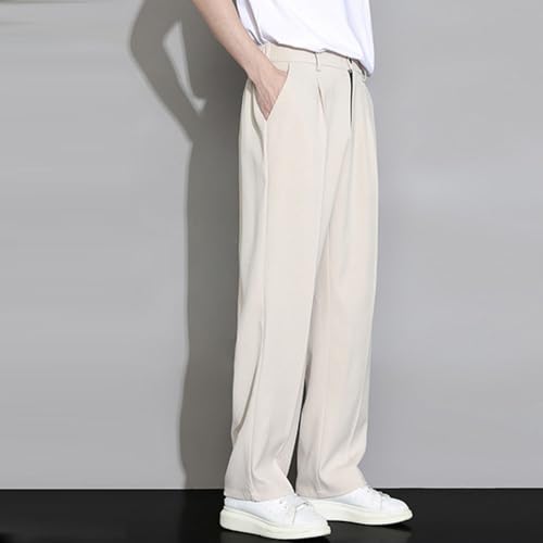 Pantalones de pierna ancha para hombre en color sólido con ajuste relajado elegante 3