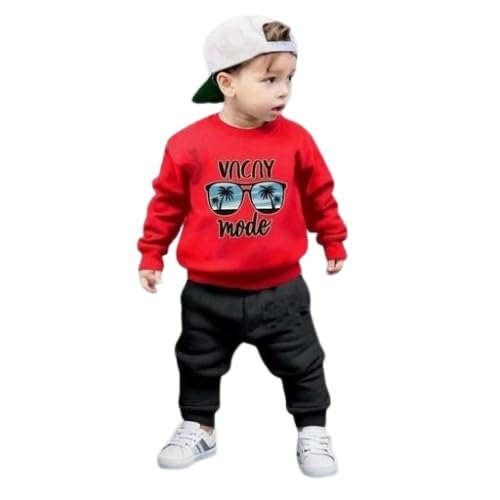 Image of Kids Boys Printed Cotton Blend Full Sleeves Top & Bottom Set