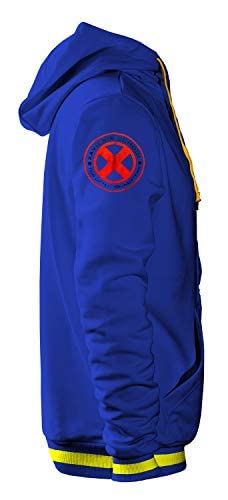 Marvel X-Men 90’S Hoodies For Men Full Zip Up Blue Hoodie Comics Hooded Sweatshirt Workout Jumper #TOP12